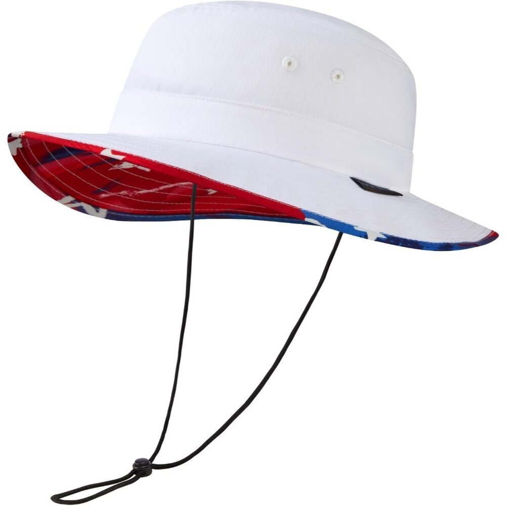 Unisex White Western Wide Brim Boonie with Chin Strap Classic Hiking Cowboy Hat
